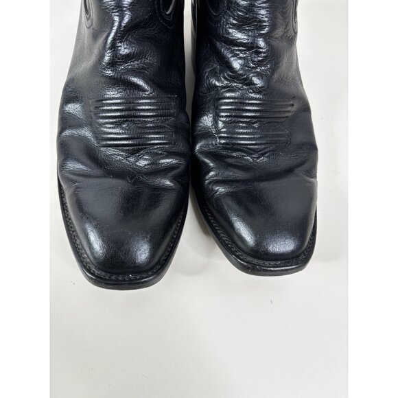 Luskeys Ryons Men 9.5 D Fort Worth Western Cowboy Dress Boots Black Leather EUC main image 4